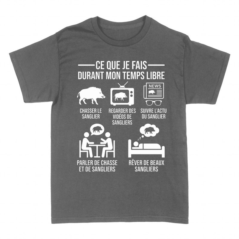 T-shirts: Mon temps libre, chasse au sanglier