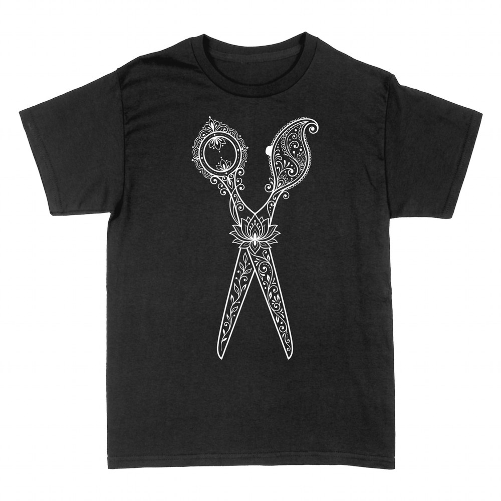 T-shirts: Ciseaux de coiffure mandala et lotus