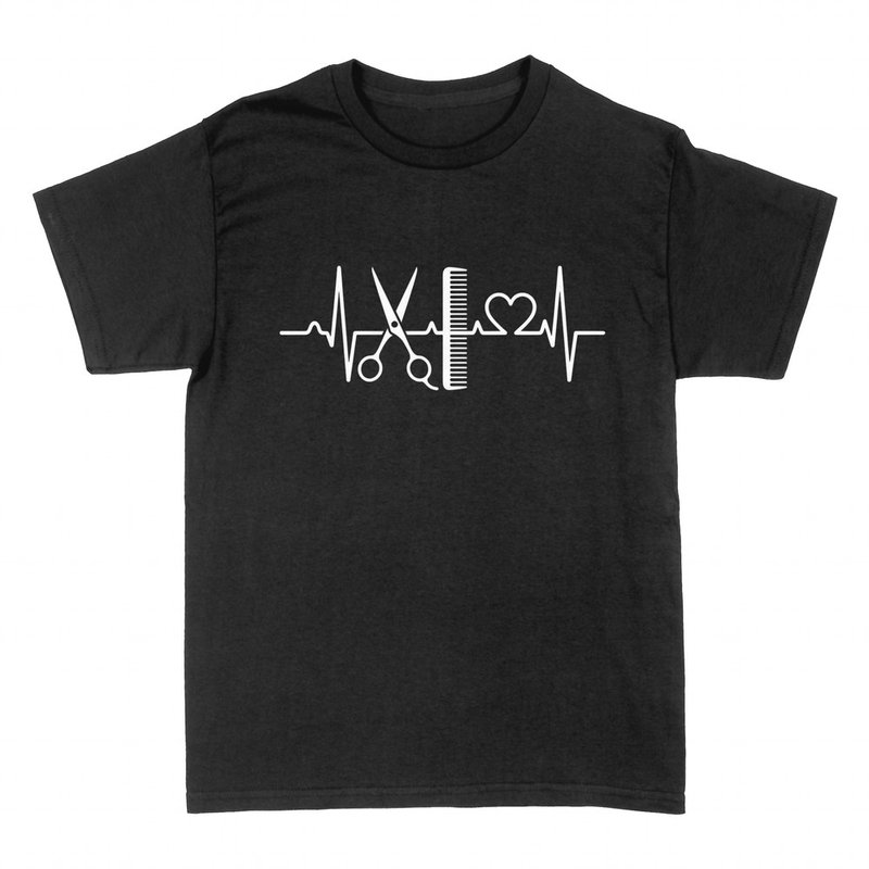 T-shirts: Battement de c&oelig;ur coiffeuse ciseaux et peigne