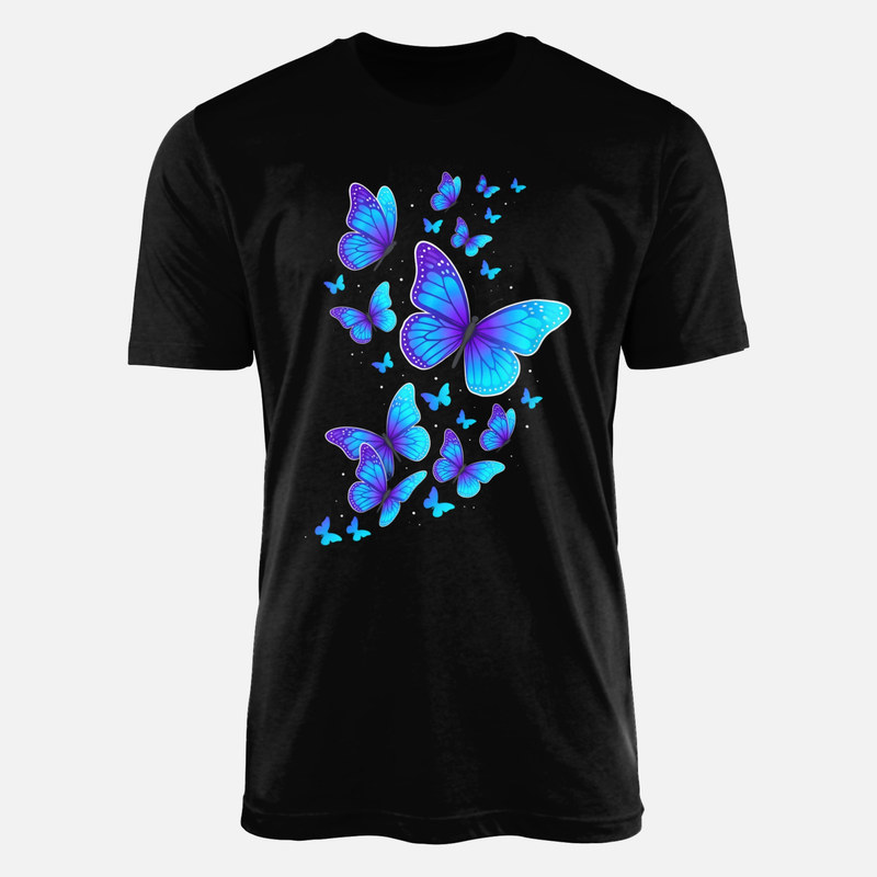 T-shirts: Papillons bleus et violets avec &eacute;tincelles
