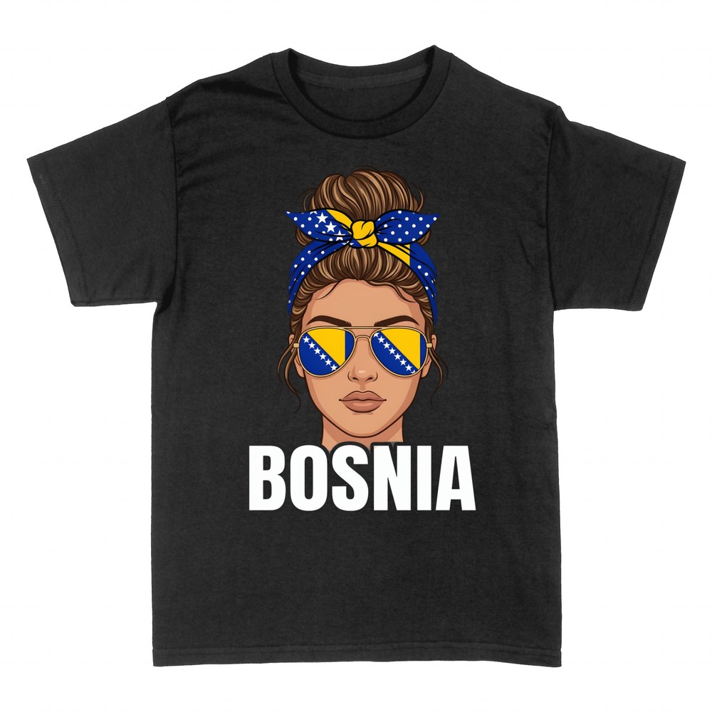 T-shirts: Bosnie femme bandana et lunettes drapeau
