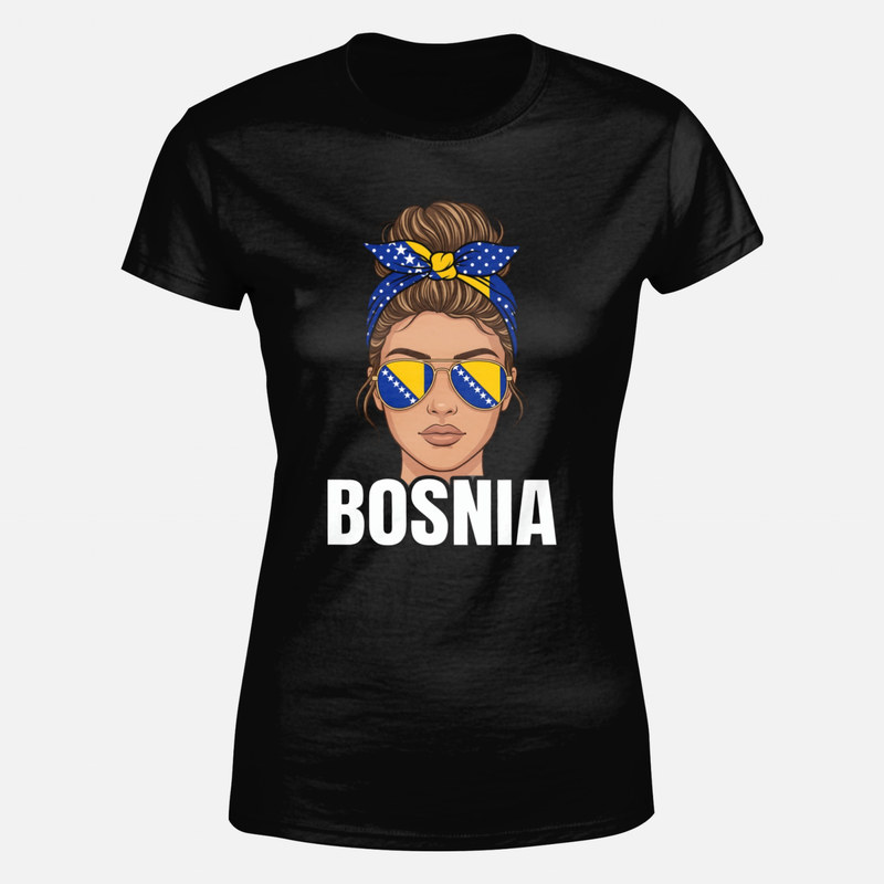 T-shirts: Bosnie femme bandana et lunettes drapeau