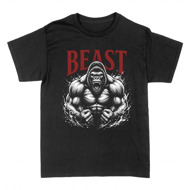 T-shirts: Gorille muscl&eacute; Beast mode b&ecirc;te