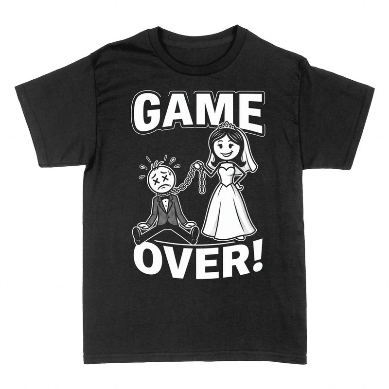 T-shirts: Game Over mari&eacute;e encha&icirc;nant le mari&eacute;
