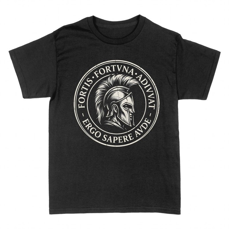 T-shirts: Casque spartiate et devises latines Fortis