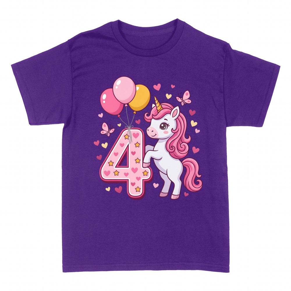 T-shirts: Licorne 4e Anniversaire avec Ballons