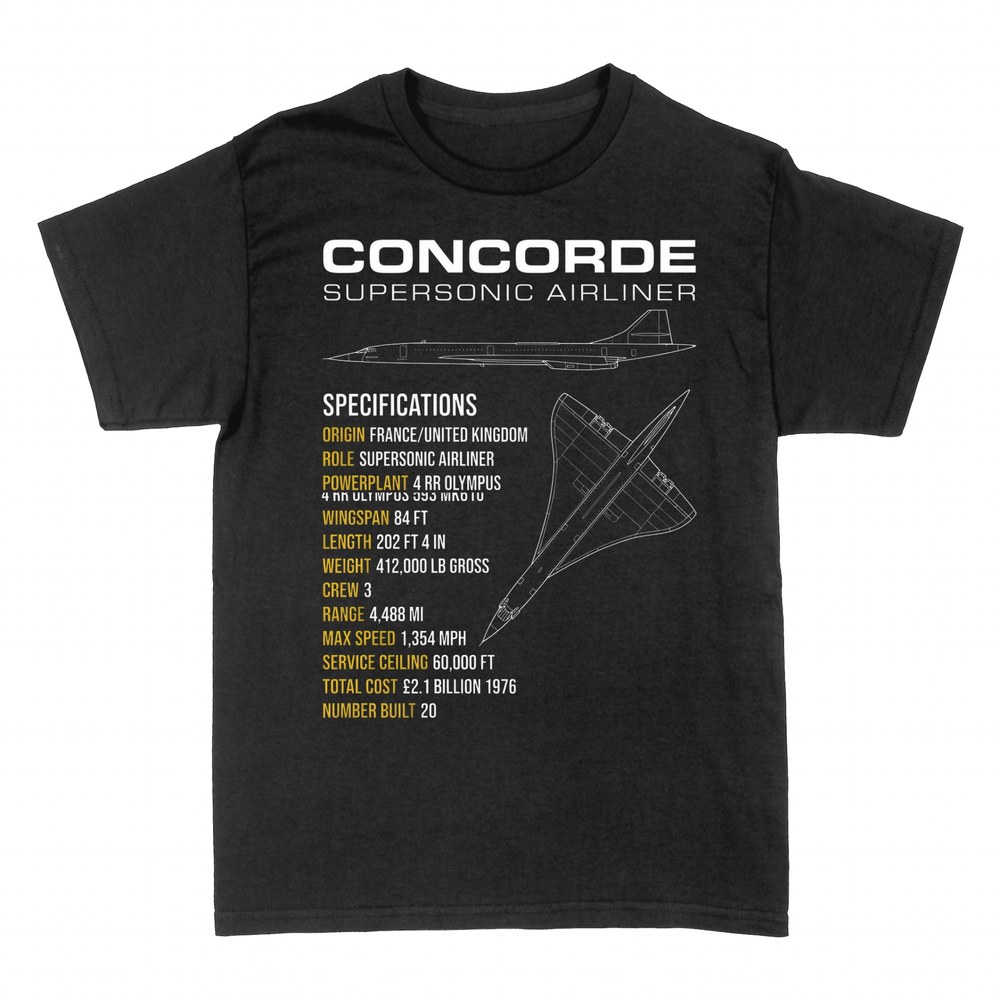T-shirts: Concorde supersonique plan technique