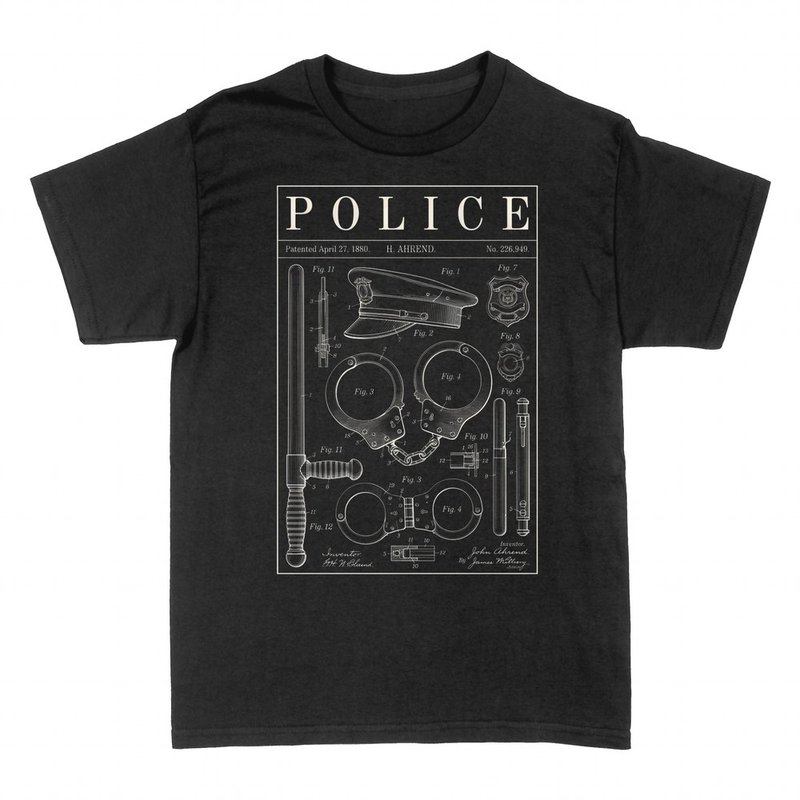 T-shirts: Police plan de brevet vintage