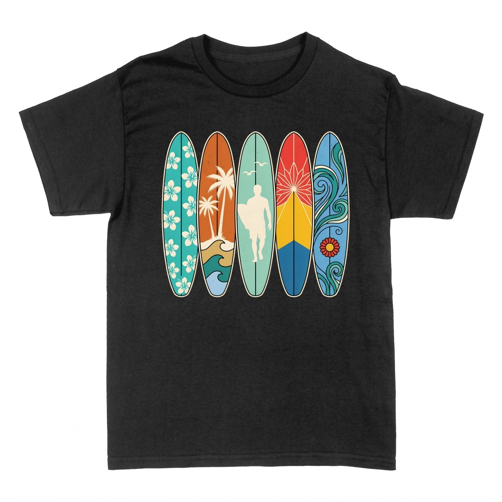 T-shirts: Cinq planches de surf r&eacute;tro tropicales