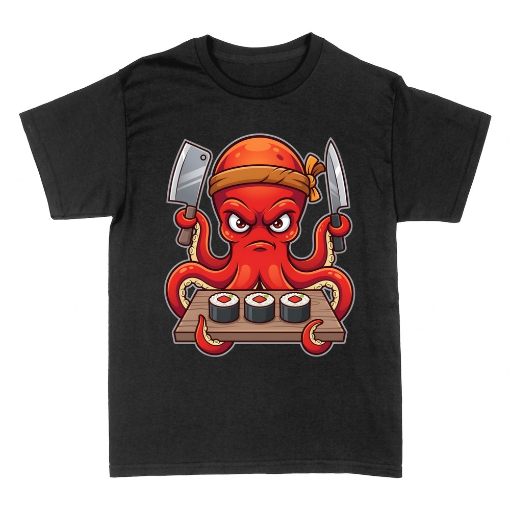 T-shirts: Poulpe chef sushi avec couteaux