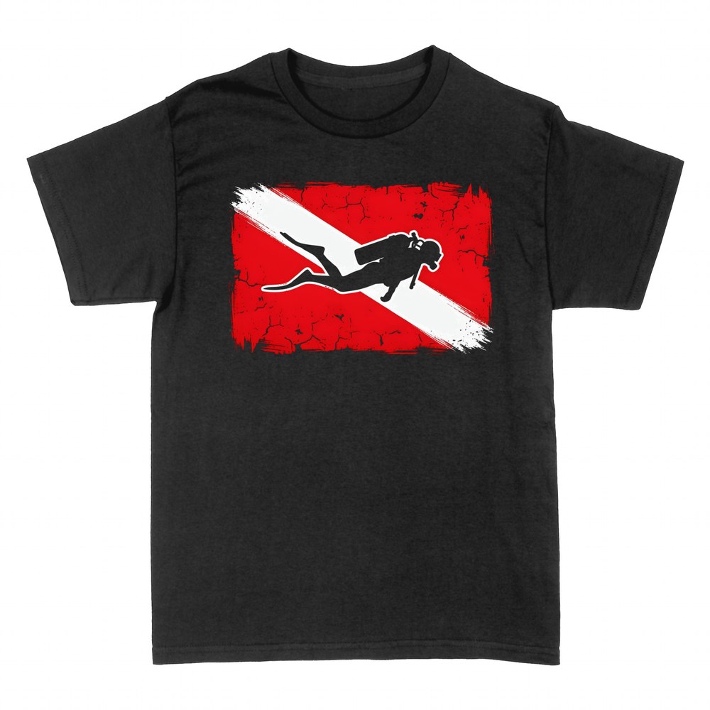T-shirts: Plongeur et drapeau de plong&eacute;e Diver Down