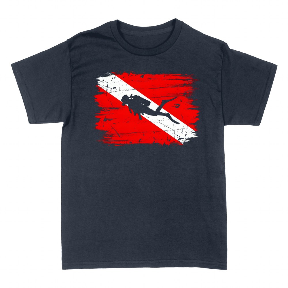 T-shirts: Plongeur et drapeau de plong&eacute;e us&eacute;