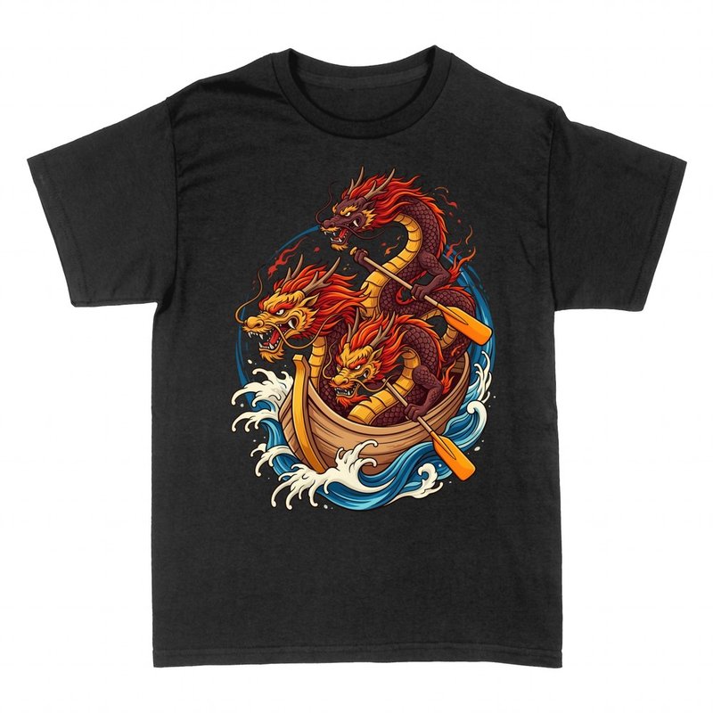 T-shirts: Trois dragons ramant en barque