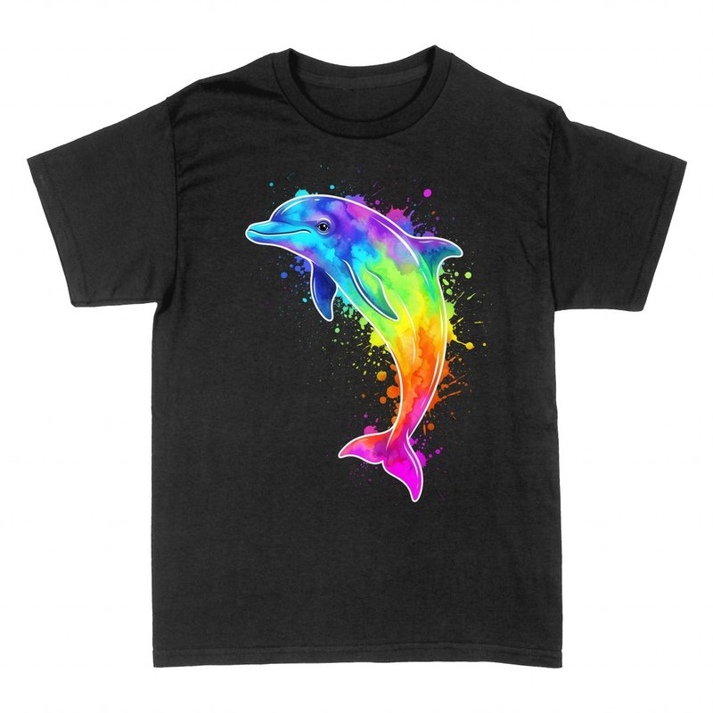 T-shirts: Dauphin aquarelle arc-en-ciel bondissant