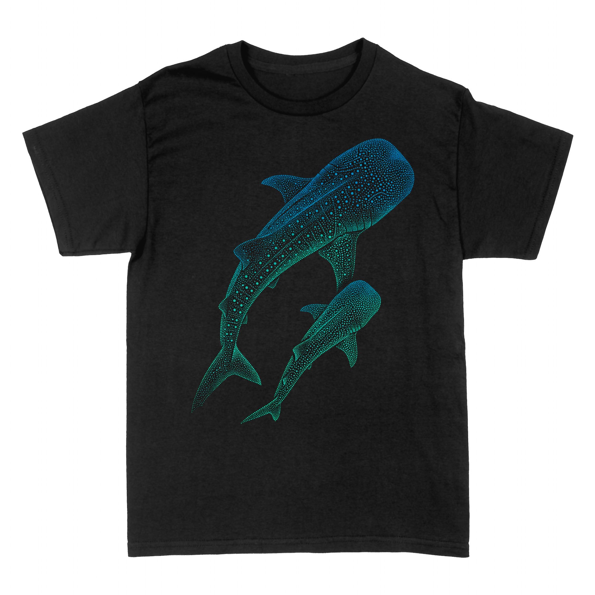 T-shirts: Deux requins-baleines en style pointilliste