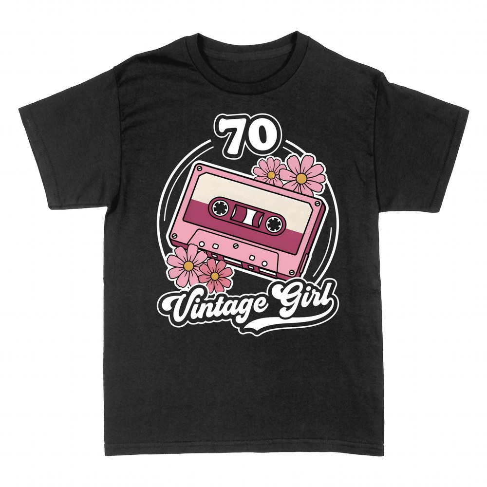 T-shirts: 70 Vintage Girl cassette r&eacute;tro et marguerites