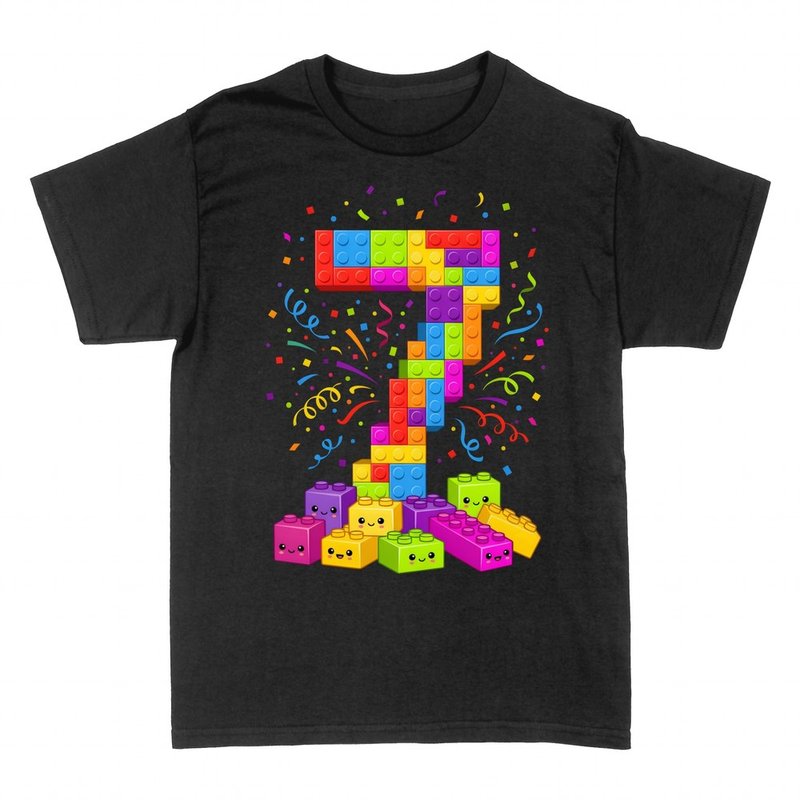 T-shirts: 7 Ans Briques de Construction et Confettis