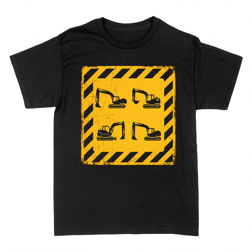 T-shirts: Pelles sur un panneau de chantier