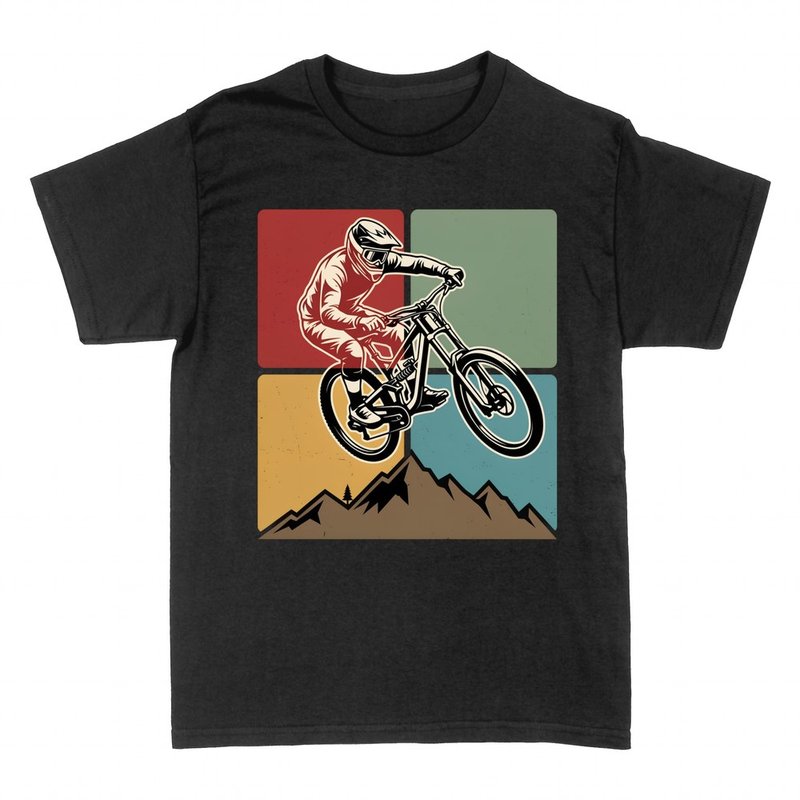 T-shirts: Cycliste de descente en saut style r&eacute;tro