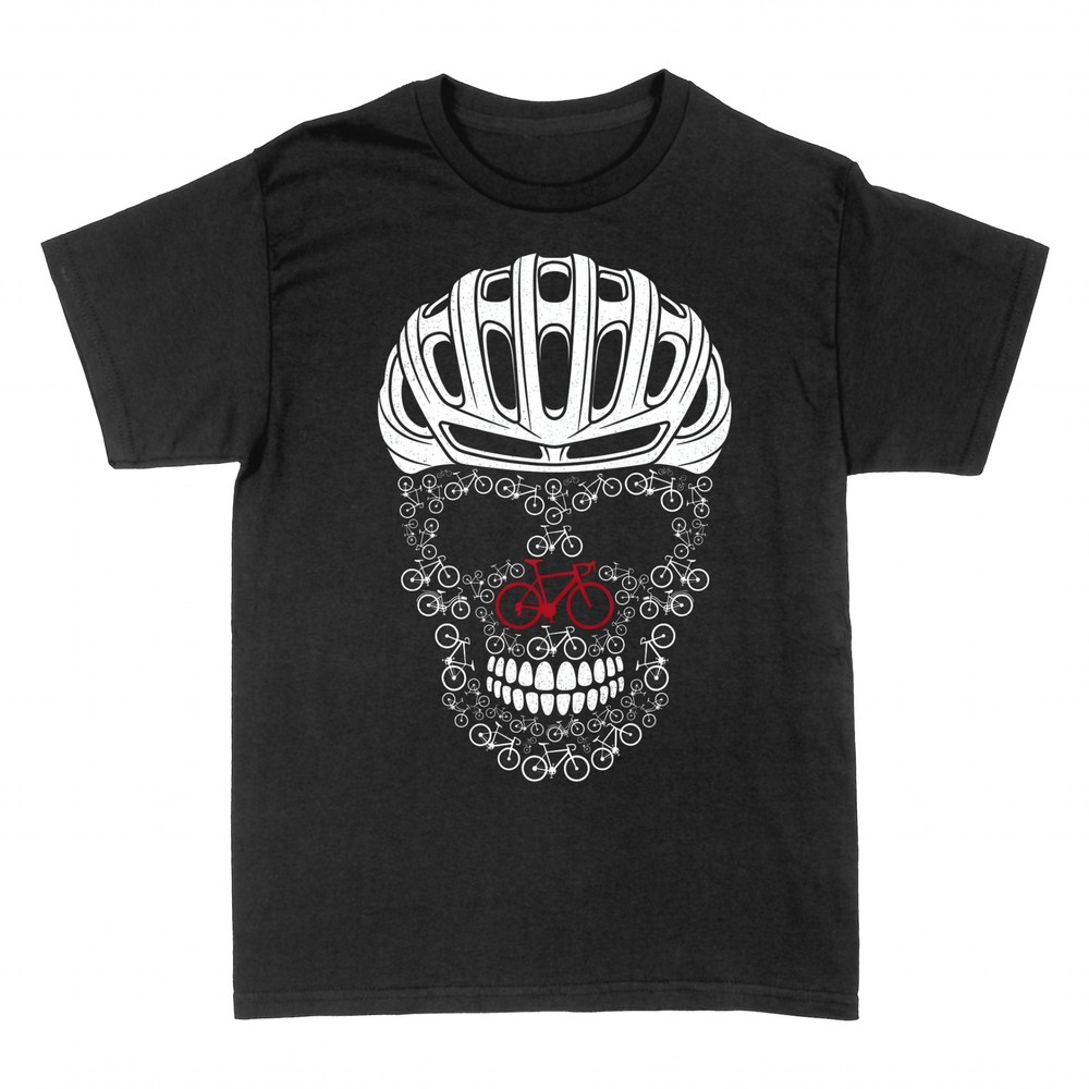 T-shirts: T&ecirc;te de mort en v&eacute;los avec casque cycliste