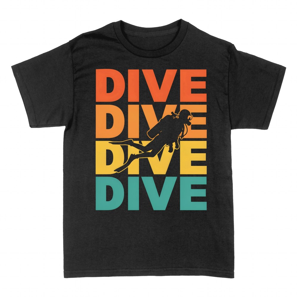 T-shirts: Plongeur r&eacute;tro avec DIVE r&eacute;p&eacute;t&eacute;