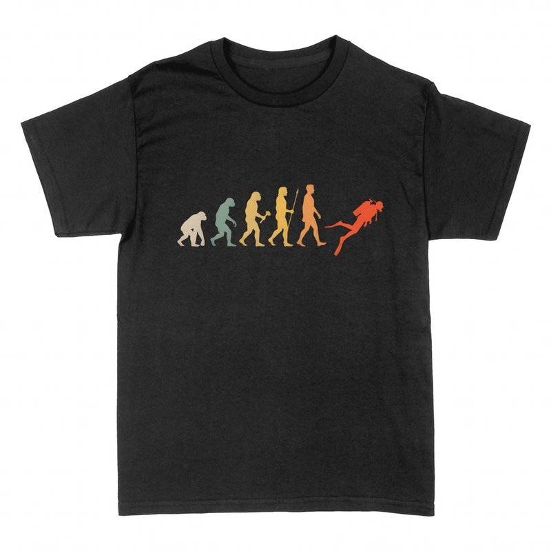 T-shirts: &Eacute;volution du plongeur silhouette r&eacute;tro
