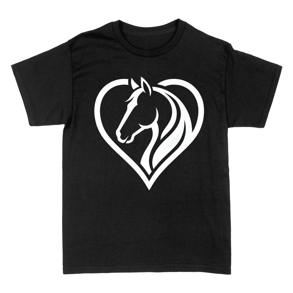 T-shirts: T&ecirc;te de cheval et crini&egrave;re en forme de c&oelig;ur