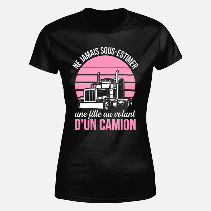 T-shirts: Une fille au volant d'un camion