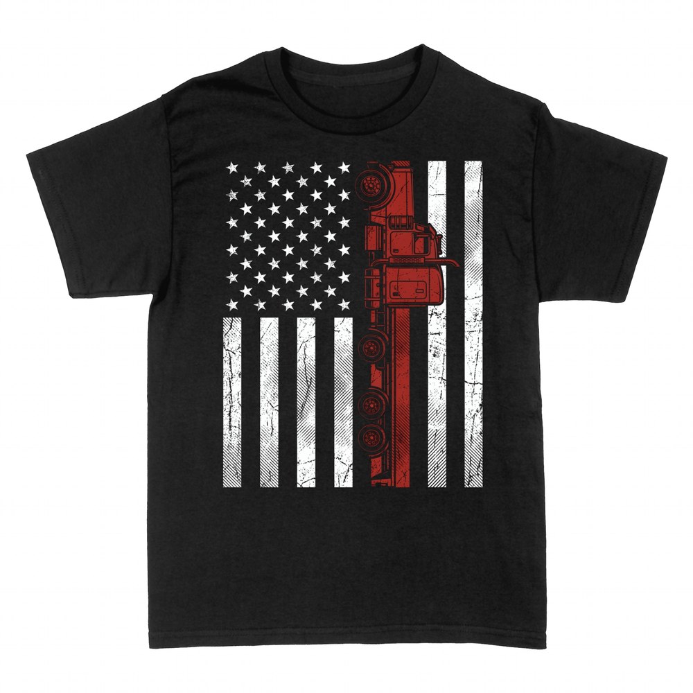 T-shirts: Camion Rouge sur Drapeau Am&eacute;ricain