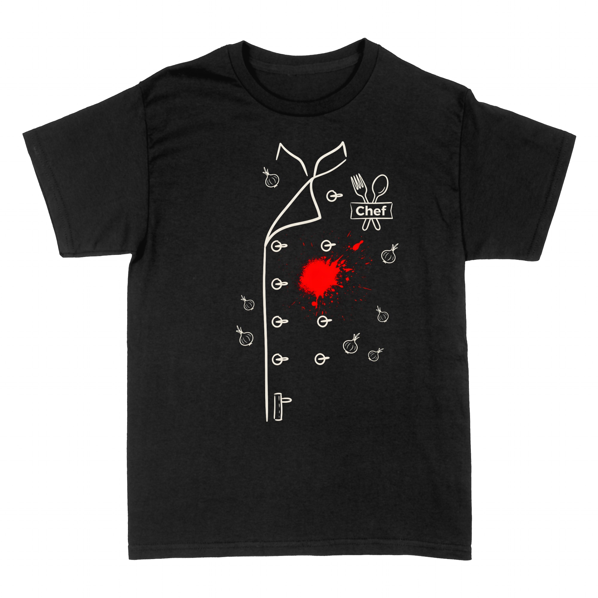 T-shirts: Veste de chef avec couverts et &eacute;claboussure de