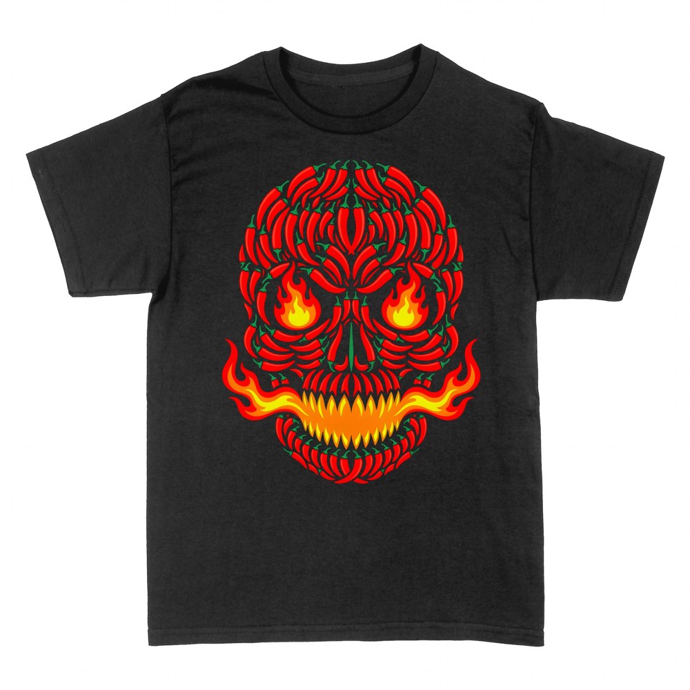 T-shirts: Cr&acirc;ne de piments forts en flammes