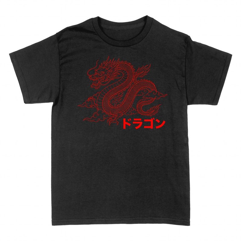 T-shirts: Dragon rouge japonais avec katakana