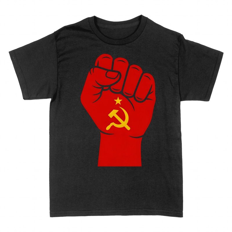 T-shirts: Poing rouge lev&eacute;, faucille et marteau