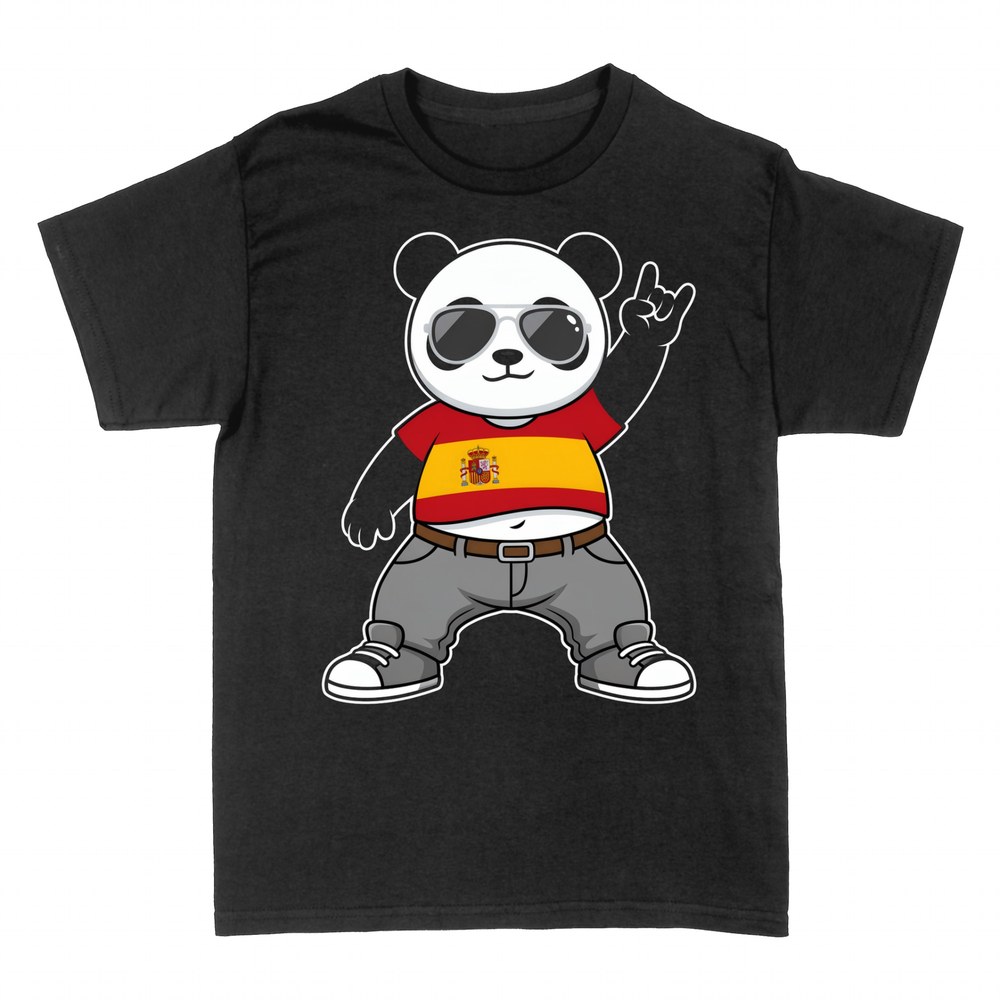 T-shirts: Panda Rockeur au Drapeau Espagnol