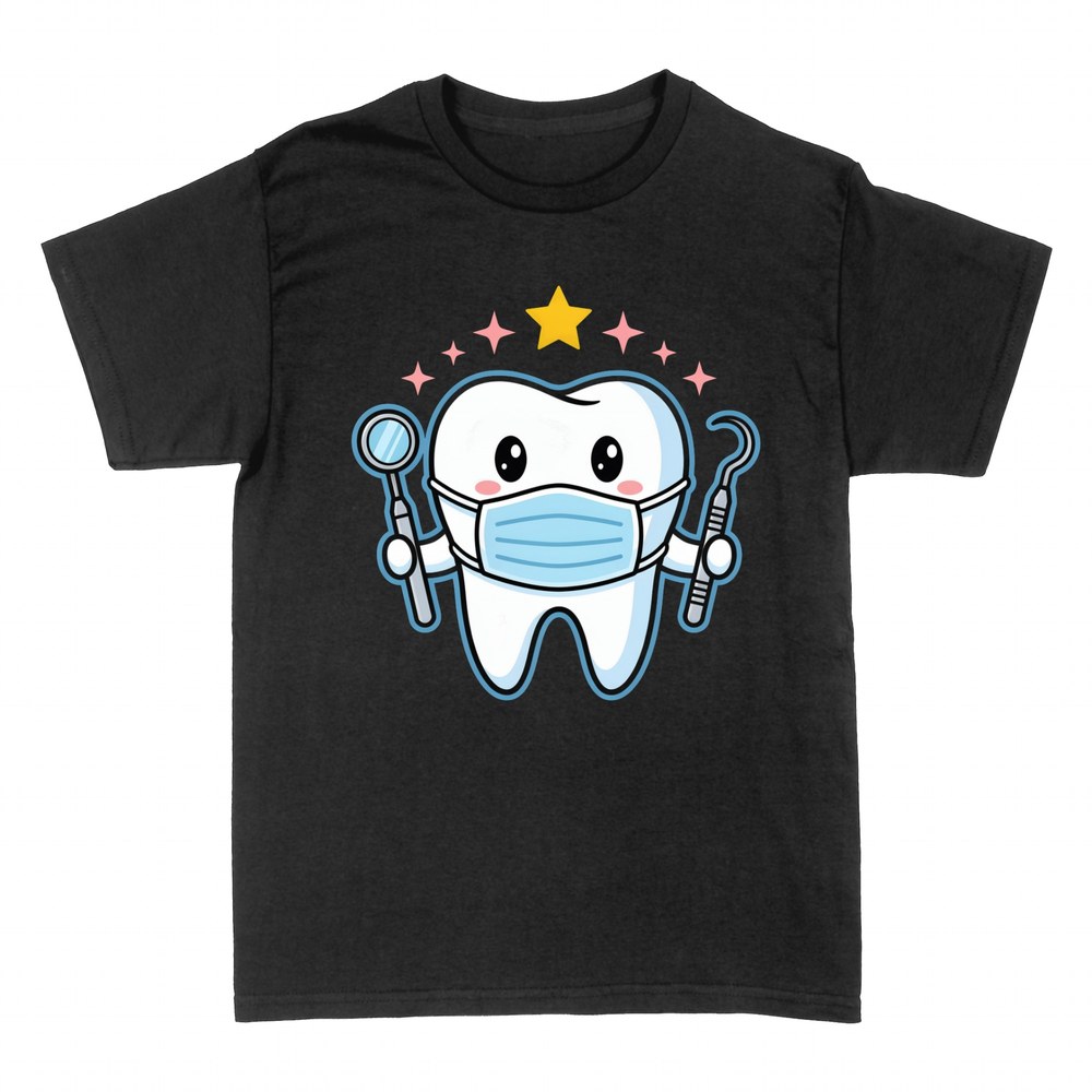 T-shirts: Dent kawaii dentiste avec masque et outils