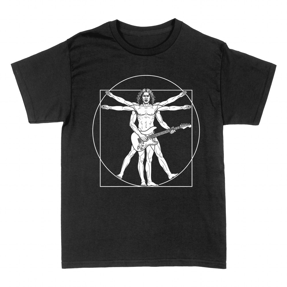 T-shirts: Homme de Vitruve guitariste de rock