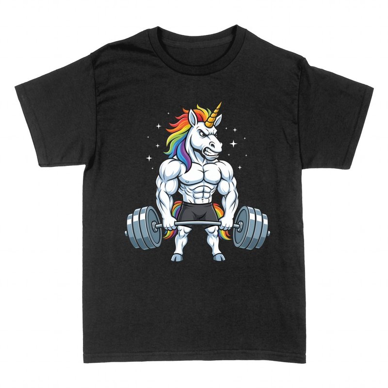 T-shirts: Licorne muscl&eacute;e qui soul&egrave;ve des poids