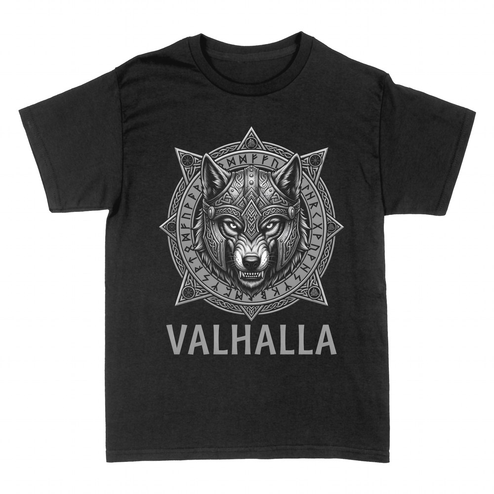 T-shirts: Loup viking au casque runique Valhalla
