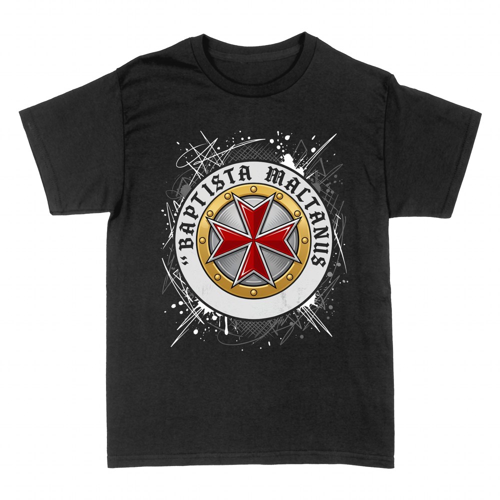T-shirts: Croix de Malte embl&egrave;me et devise latine