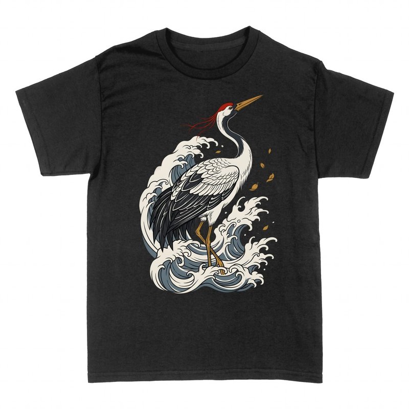 T-shirts: Grue japonaise parmi les vagues irezumi
