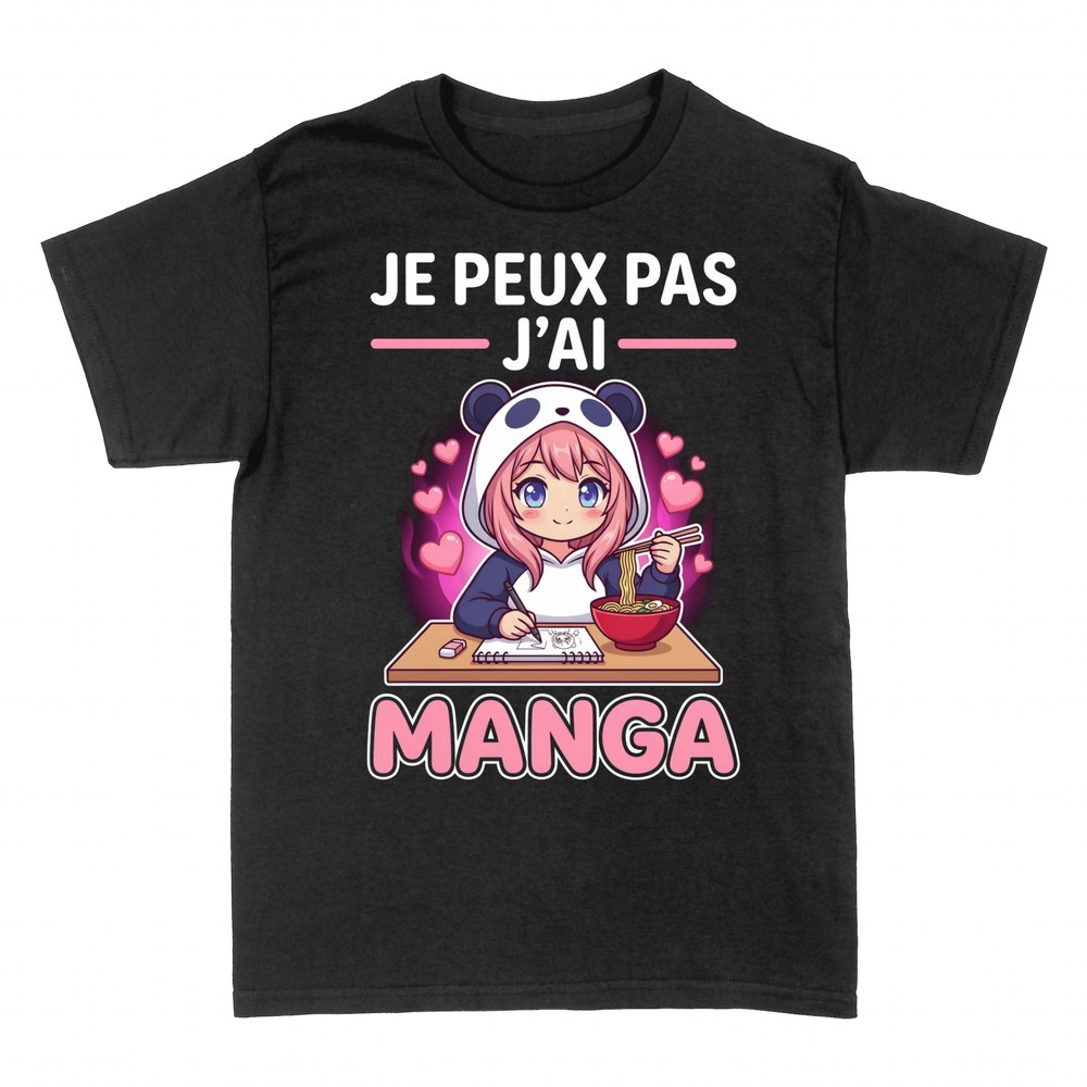 T-shirts: Je peux pas j'ai manga, fille panda