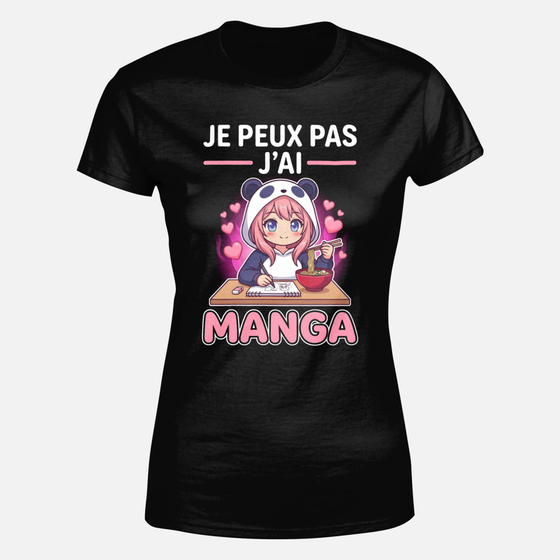 T-shirts: Je peux pas j'ai manga, fille panda