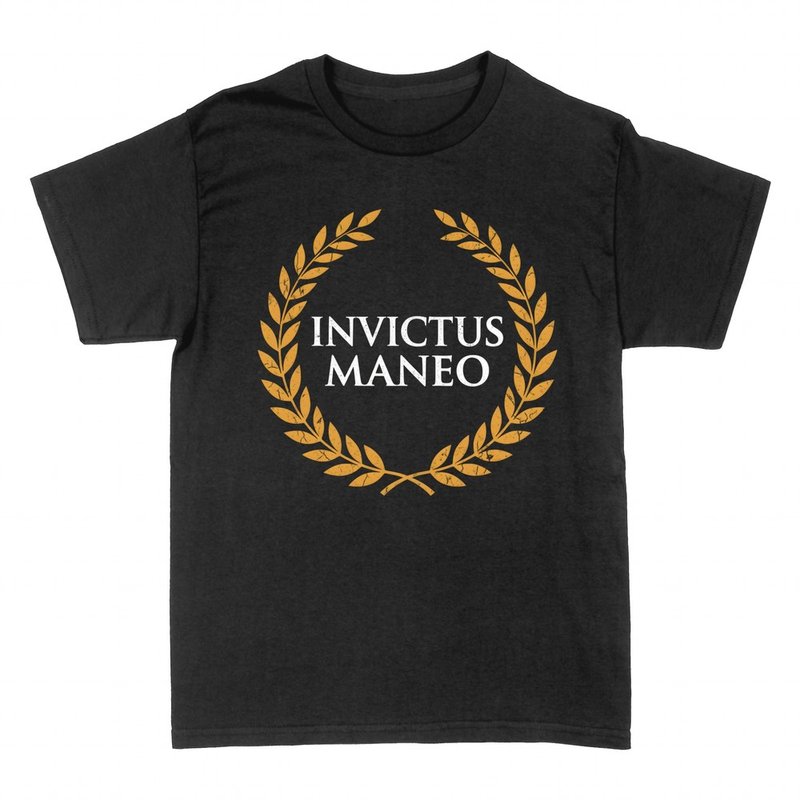 T-shirts: Invictus Maneo, devise latine et couronne de