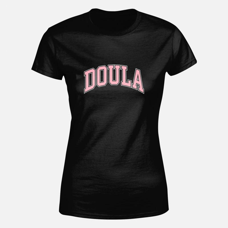 T-shirts: Doula lettrage universitaire rose