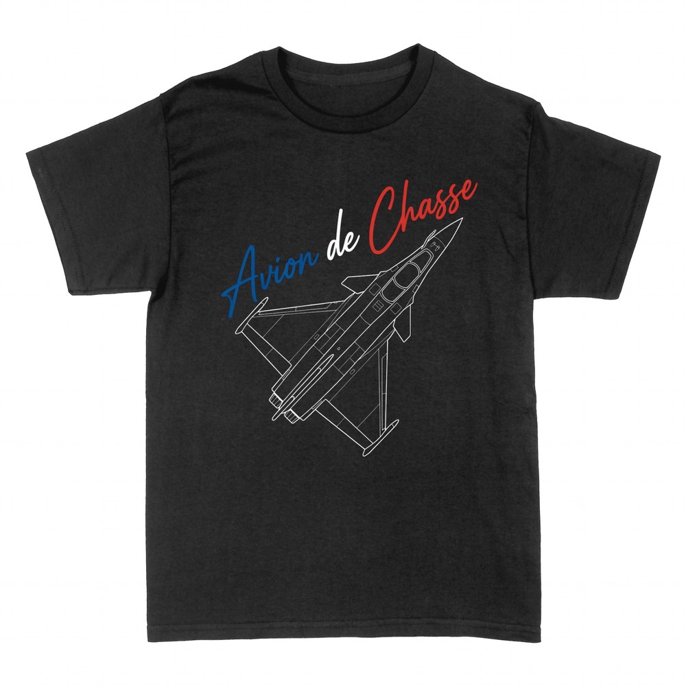 T-shirts: Avion de chasse tricolore en trait fin