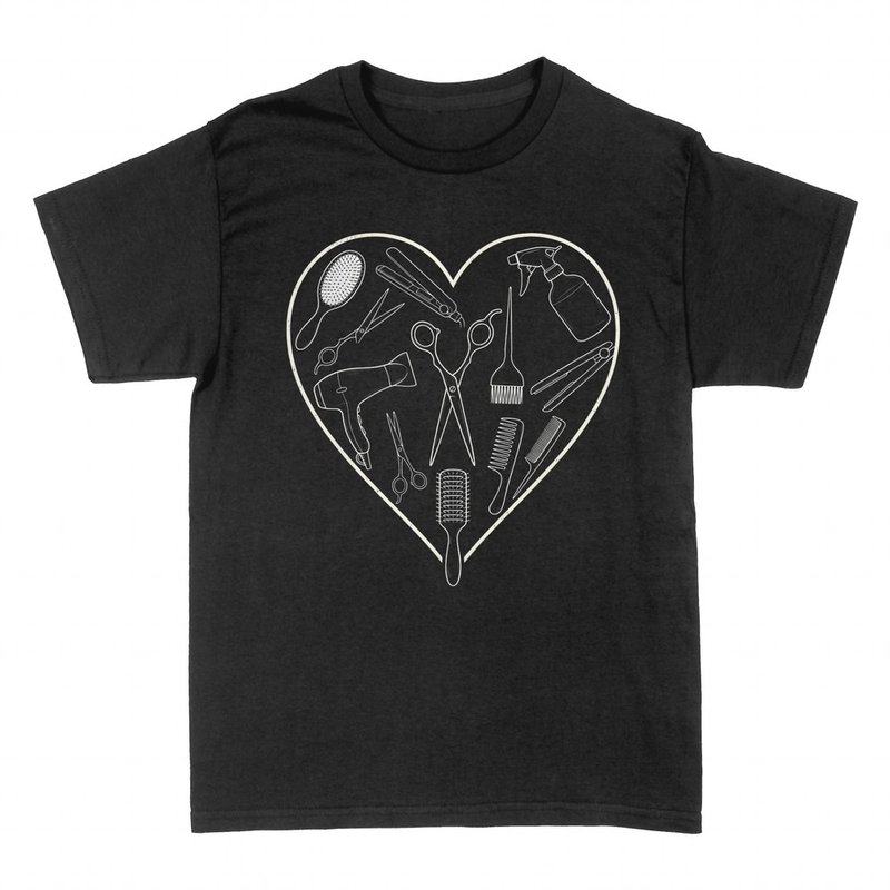 T-shirts: C&oelig;ur en outils de coiffure