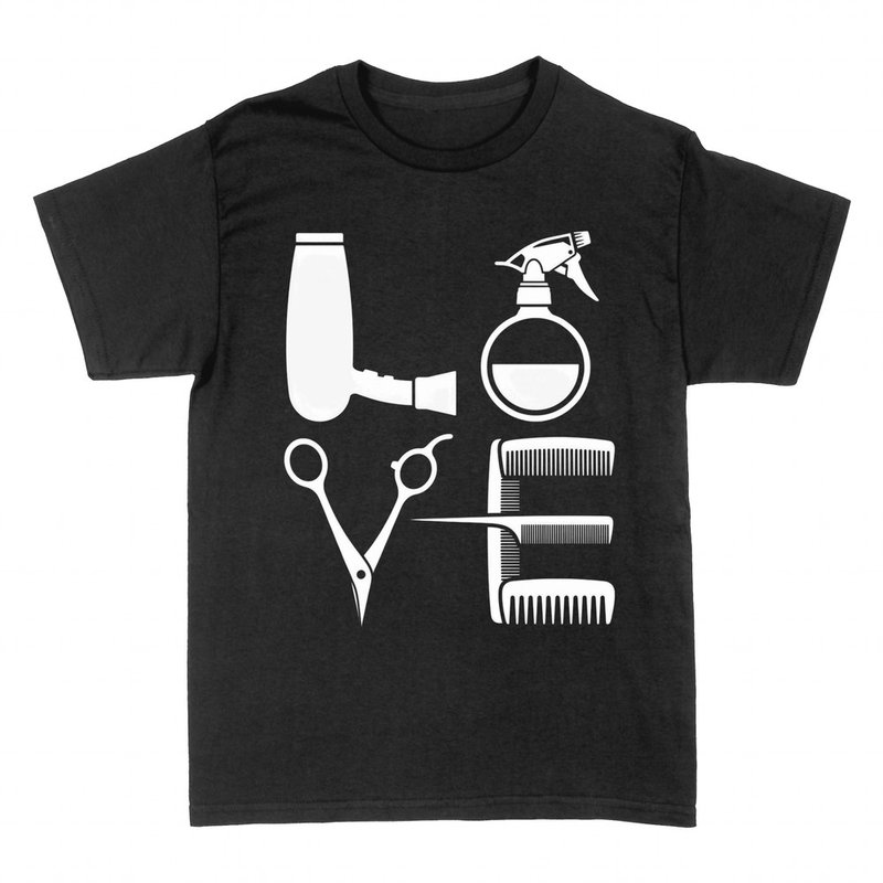 T-shirts: Love coiffure avec s&eacute;choir et ciseaux