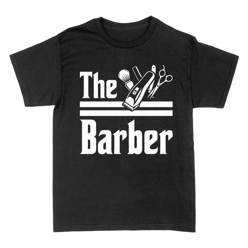 T-shirts: The Barber avec tondeuse, ciseaux et blaireau