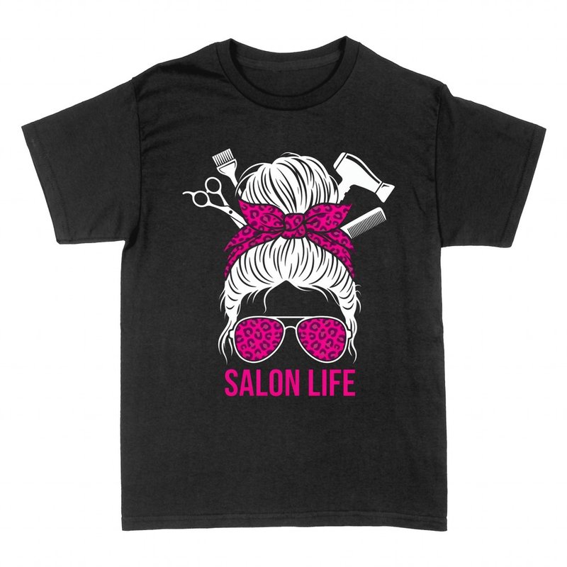 T-shirts: Salon Life coiffeuse chignon l&eacute;opard
