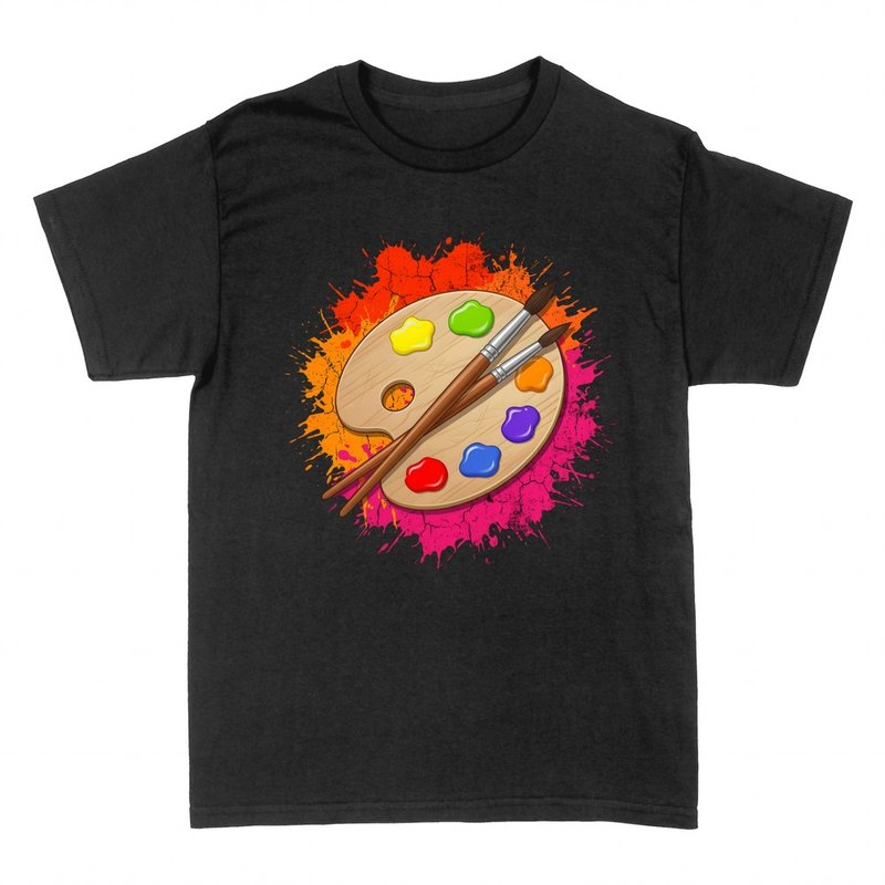 T-shirts: Palette de peintre avec pinceaux et &eacute;claboussures